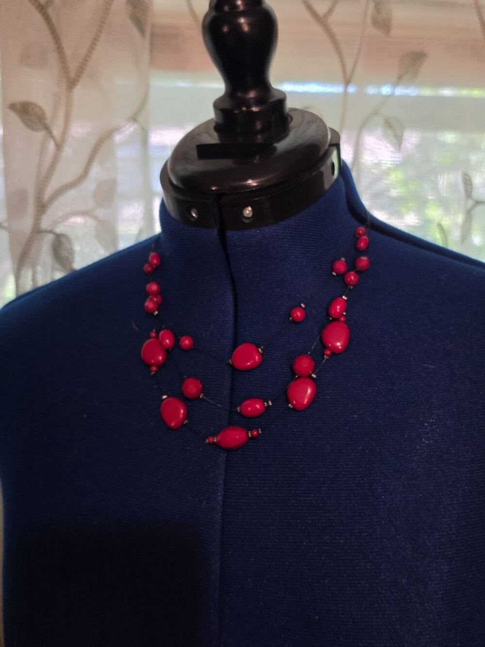 Layered Red Bead Illusion Necklace